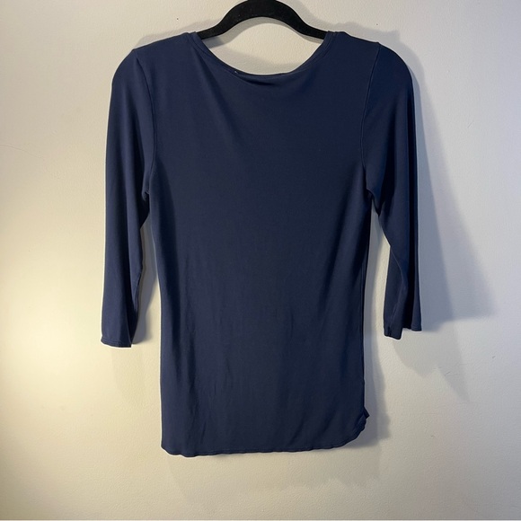 Max Studio Navy Blue Top - 3/4 length sleeve - super soft - sz S - Picture 2 of 4